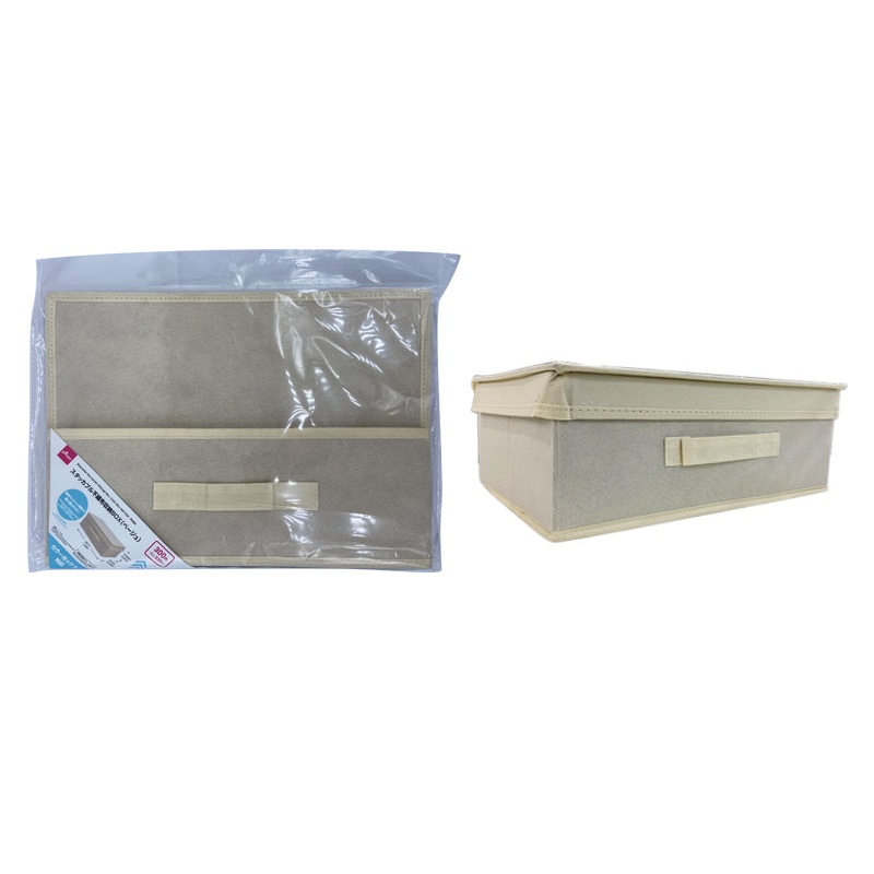Stackable Non-Woven Storage Box Color Box Half Size Beige