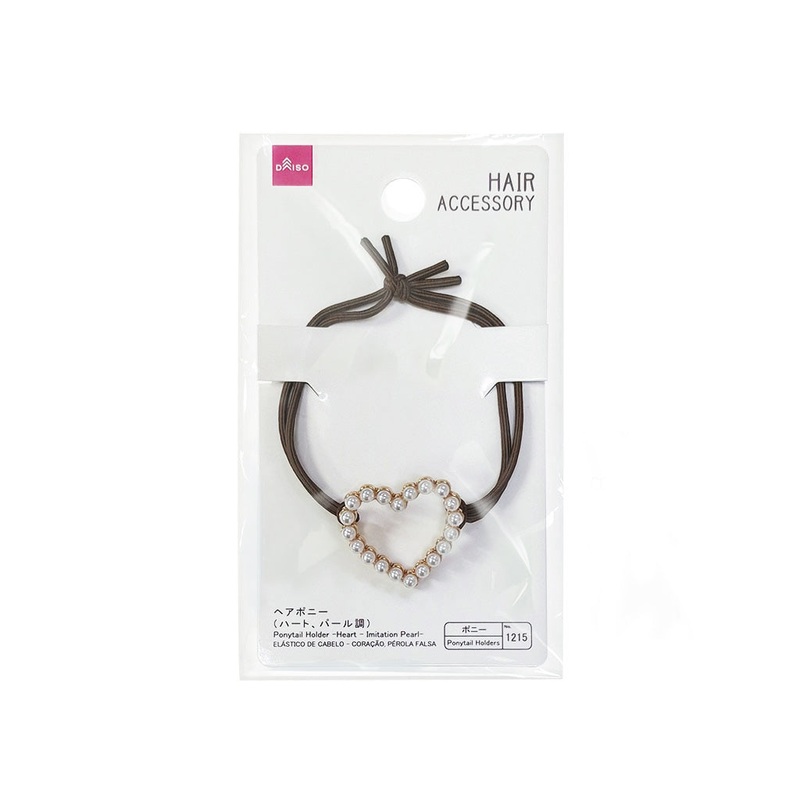 Ponytail Holder -Heart - Imitation Pearl-