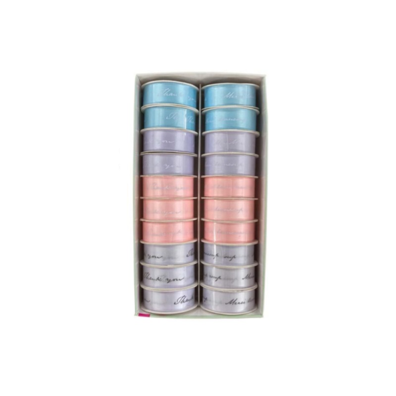 Single Sided Satin Ribbon  Pastel with Letter 2cm x 1.5m