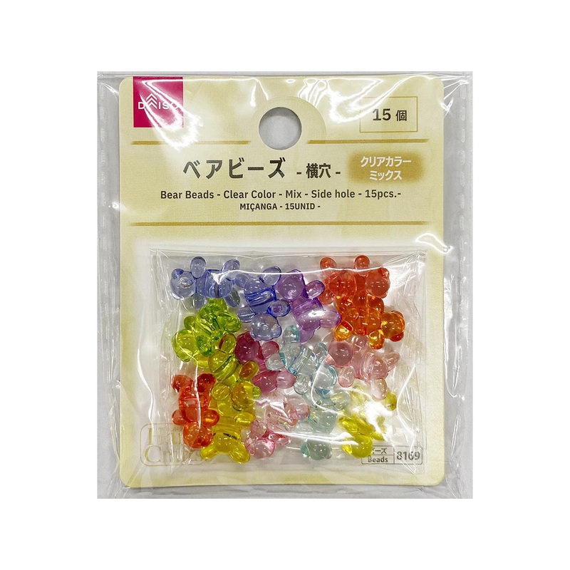 Bear Beads Clear Color Mix Side Hole