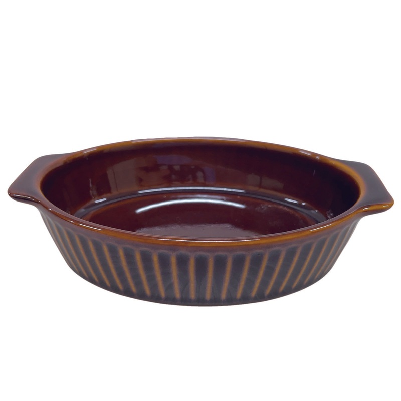 Stripe Emboss Oval Bakeware Brown