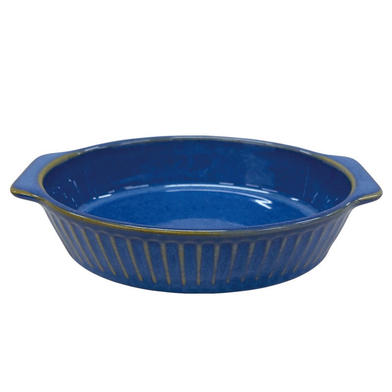 Stripe Emboss Oval Bakeware Navy