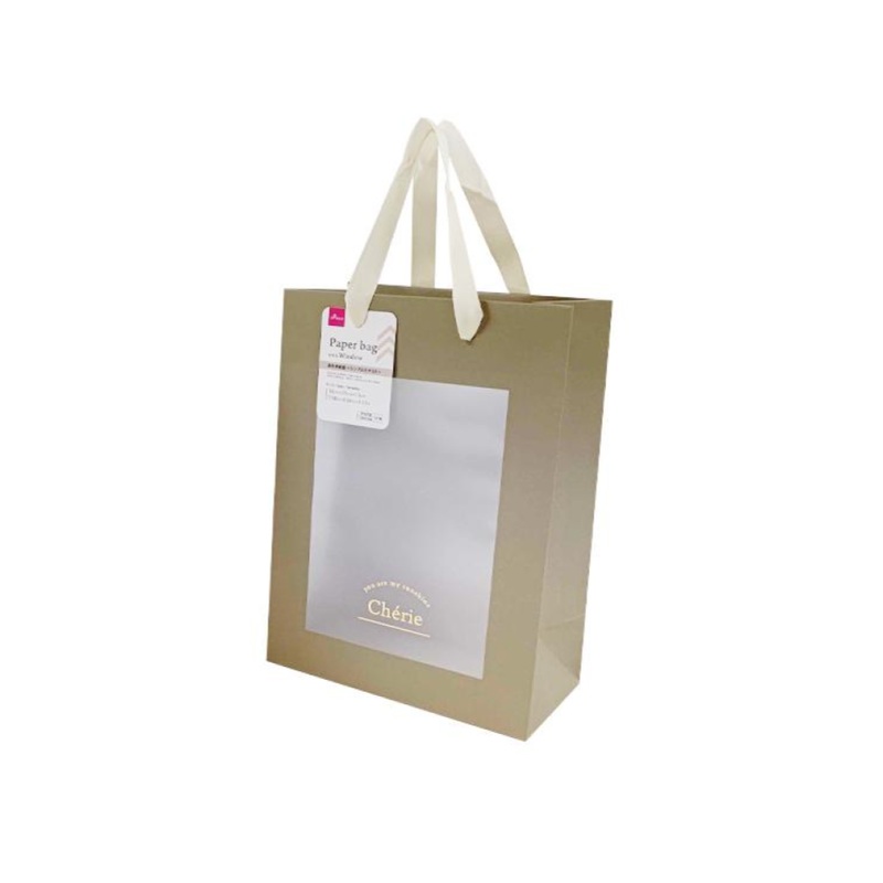 Paper Bag with Window Griege 7.08in x 9.84in x 3.93in