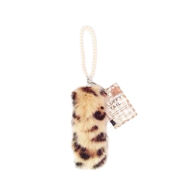 Fluffy Tail Two Ways Earphone Jack Accessory Long Leopard