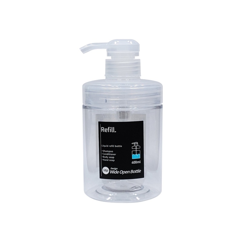 1DP Wide Mouth Pump Bottle 400ml Round Clear