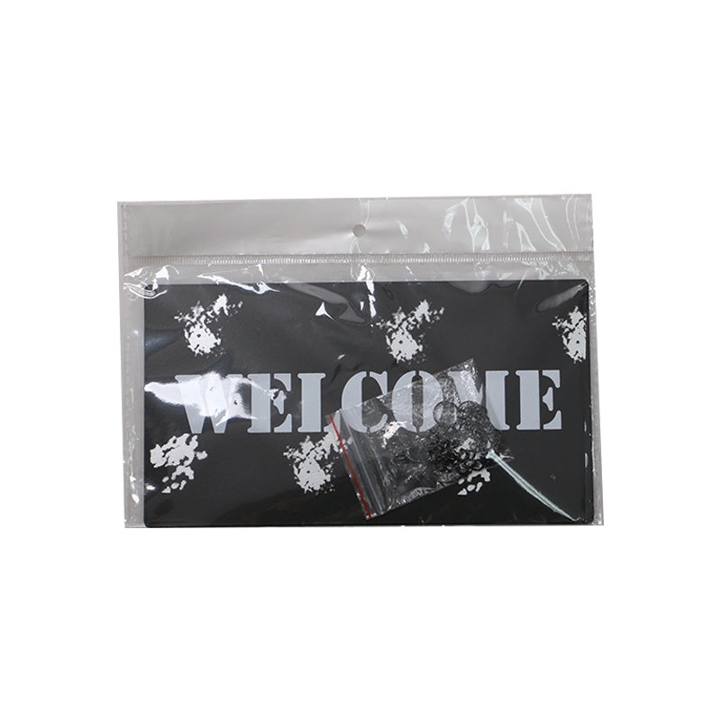 Steel Welcome Plate -Black - 7.87in x 8.26in - 20cm x 21cm-