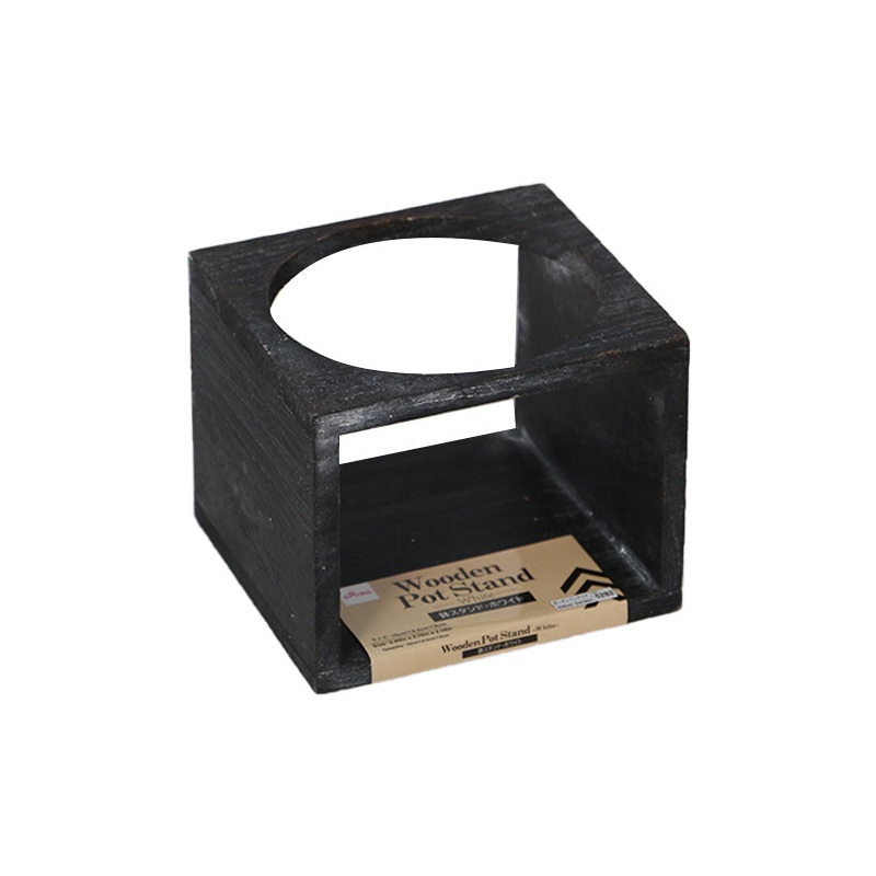 Wooden Pot Stand Black 10cm x 9.5cm x 8cm