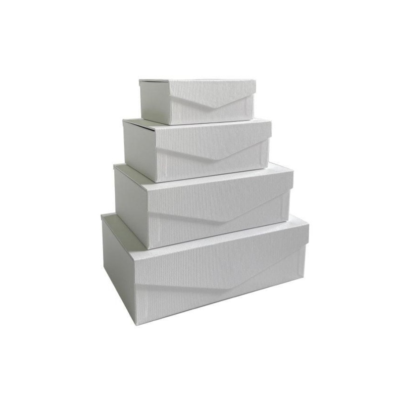 Paper Box with Lid Assorted Sizes Rectangular White