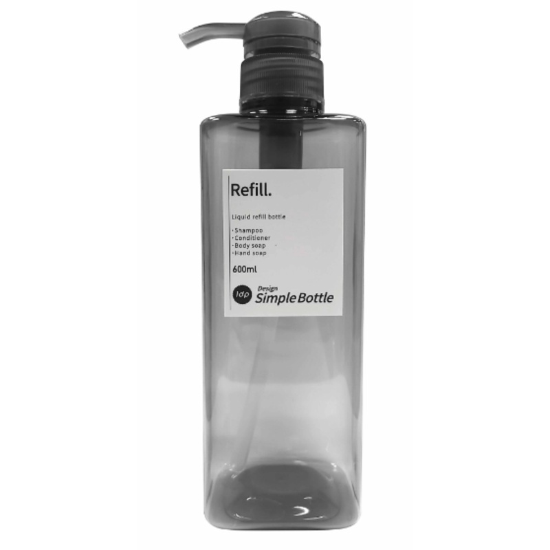 1DP Normal Pump Bottle 600ml Square Grey