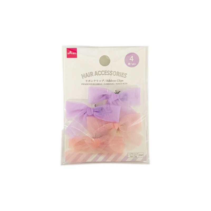 Ribbon Clips - 4pcs - Purple & Pink