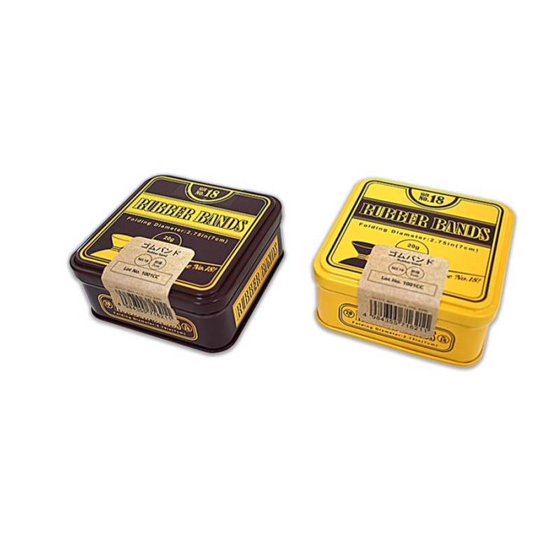 Rubber Bands in a Square Tin No. 18
