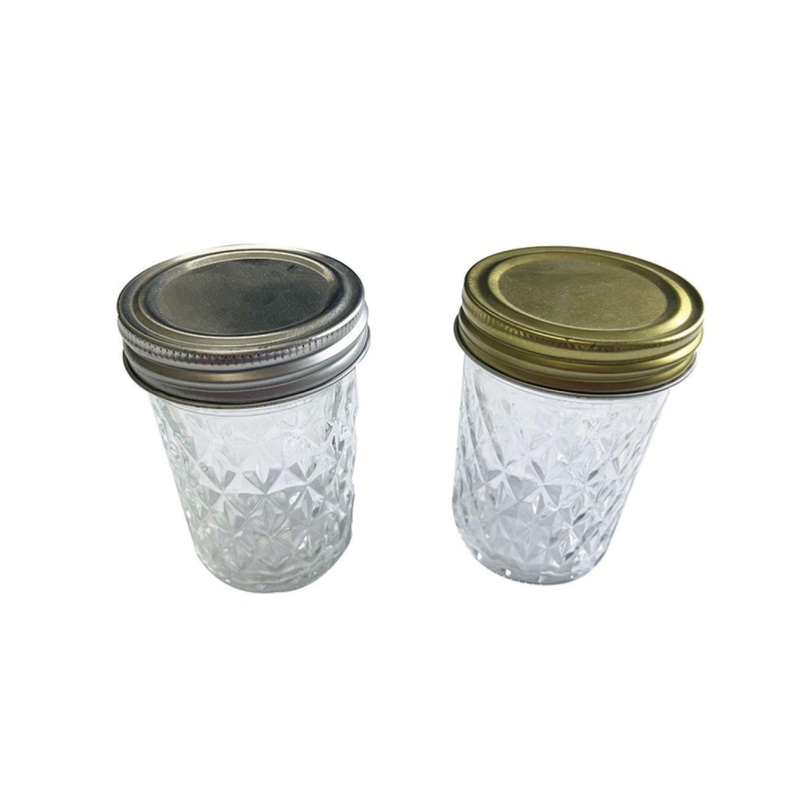 Glass Canister Diamond Pattern
