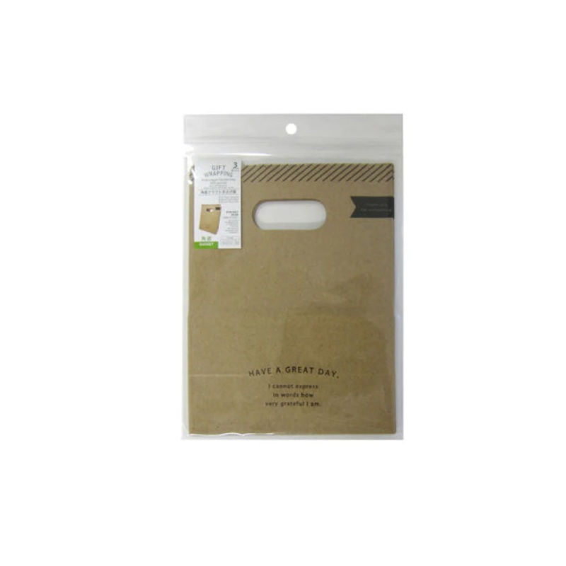 Kraft Paper Handle Bag with Gusset 8.9in x 6.7in x 3.9in