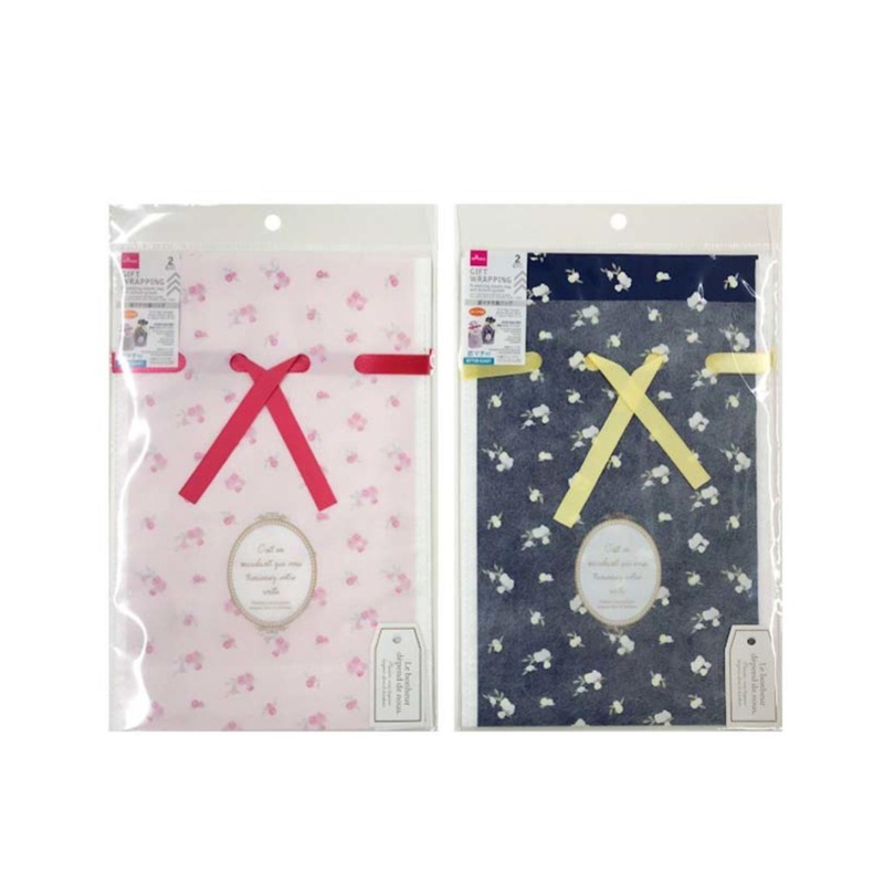 Drawstring Plastic Bag with Bottom Gusset Flower 30cm x 20cm x 8cm