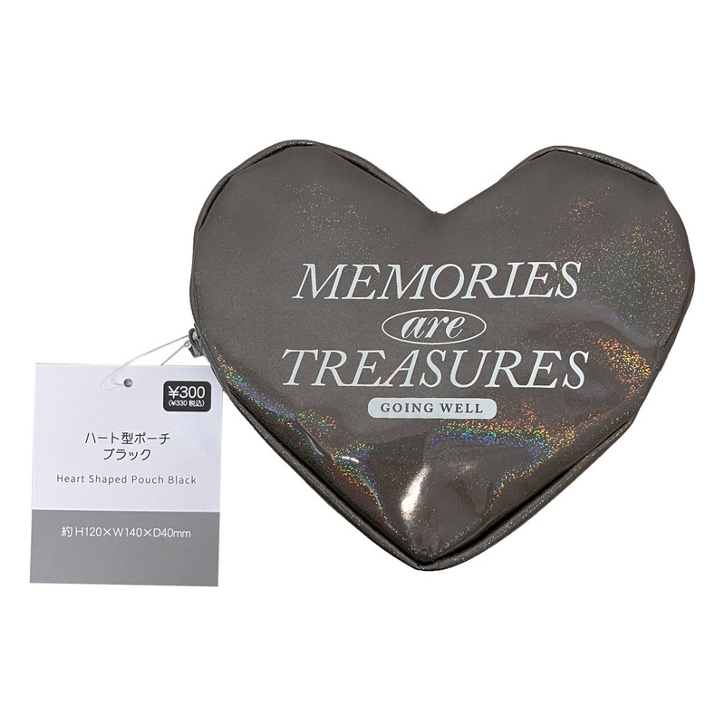 Grunge Heart Shaped Pouch Black