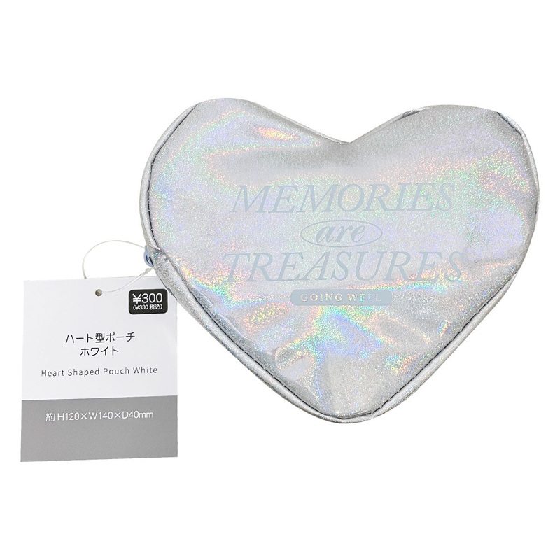 Grunge Heart Shaped Pouch White