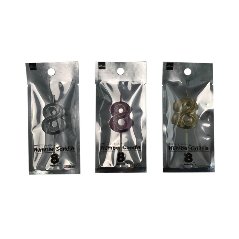 Number Candle Metallic 8