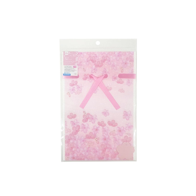 Drawstring Plastic Bag with Bottom Gusset Japanese Cherry Blossom 11.81in x 7.87in x 3.14in