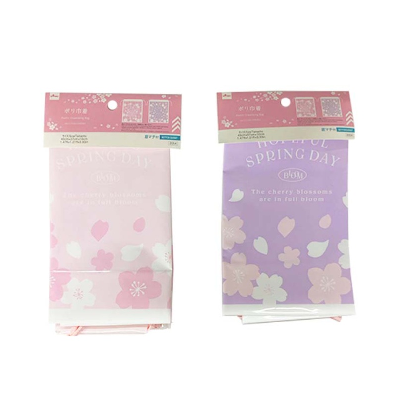 Plastic Drawstring Bag Cherry Blossom 45cm x 37cm x 10cm