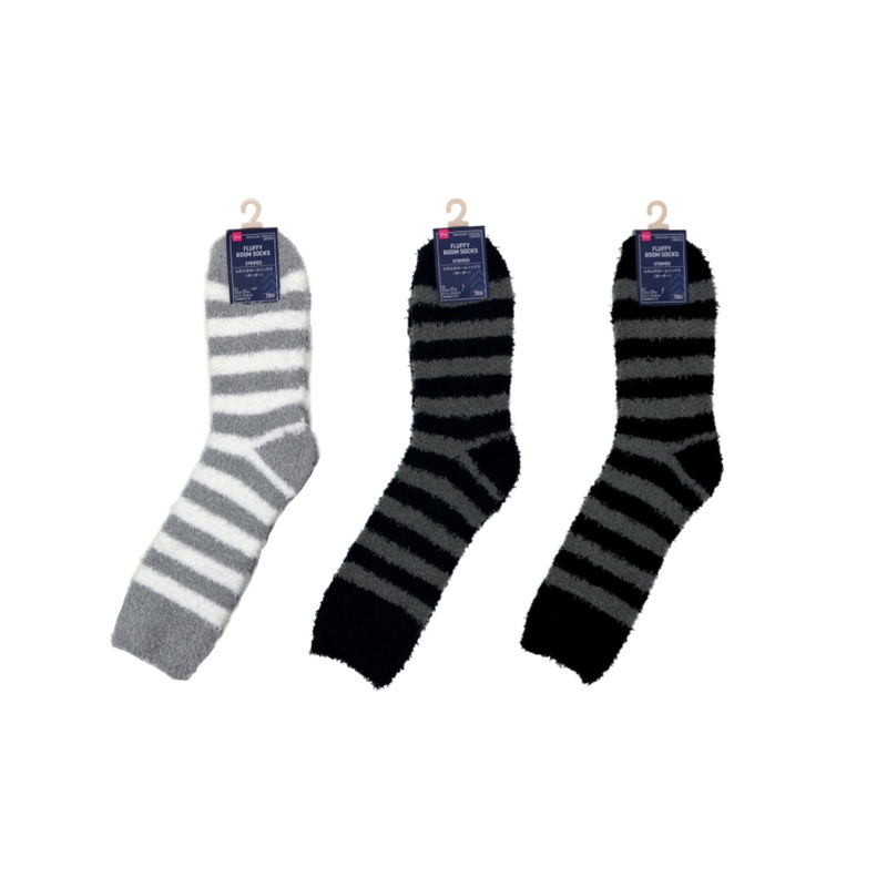 Fluffy Room Socks for Men Striped