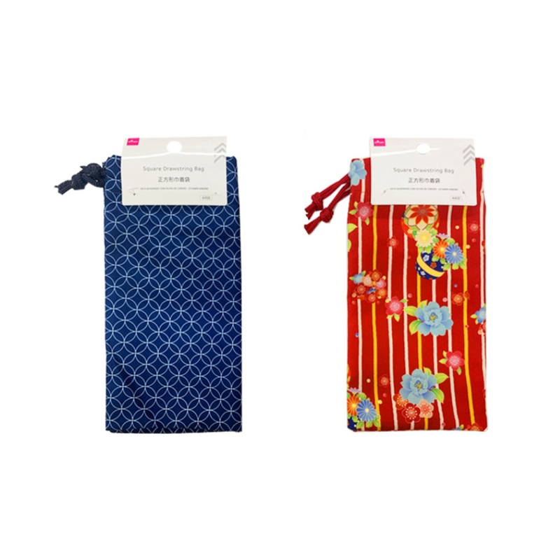 Square Drawstring Bag Kimono Pattern