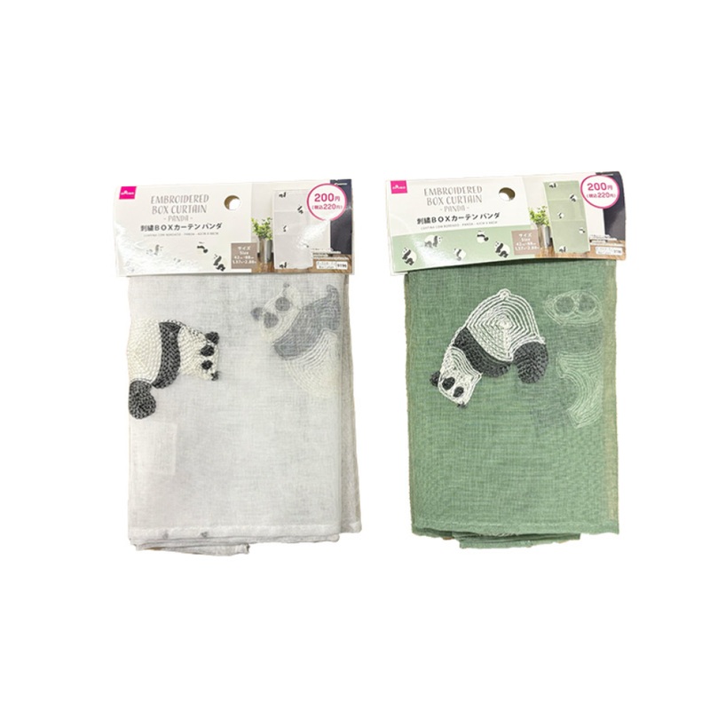 Embroidered Box Curtain Panda 42cm x 88cm