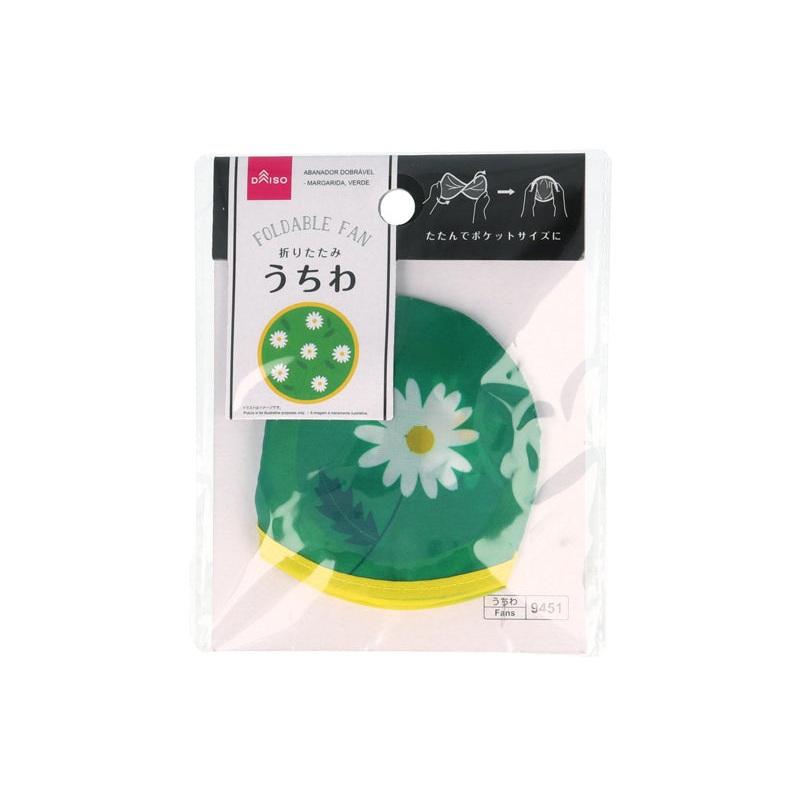 Foldable Fan Marguerite Daisy Green