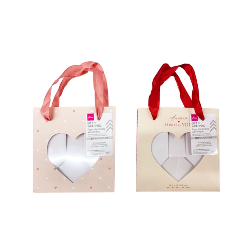 Paper Handle Bag with Window Heart 14cm x 14cm x 11cm