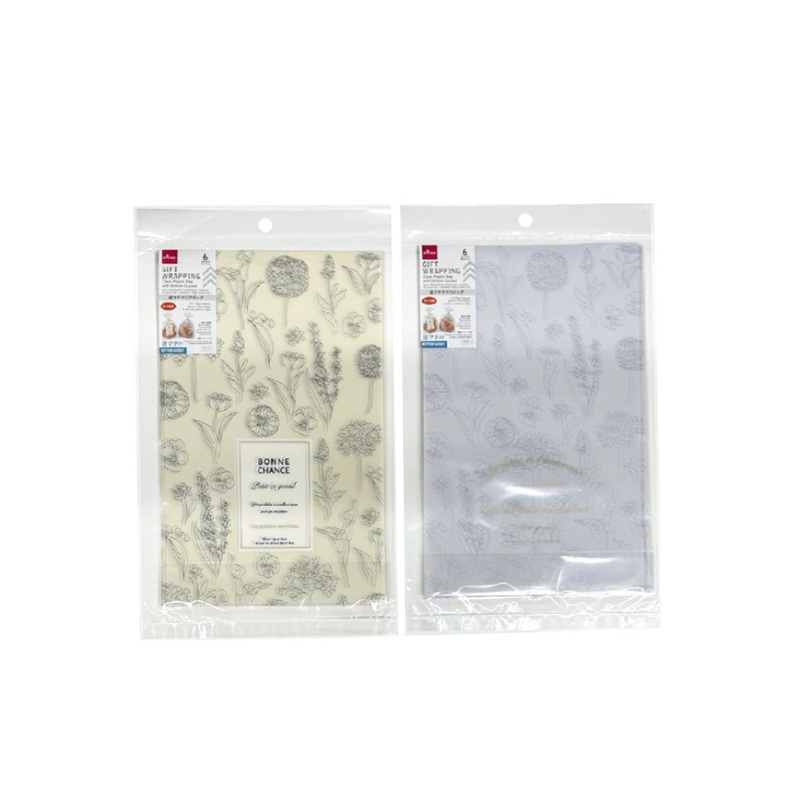 Clear Plastic Bag with Bottom Gusset Flower 25cm x 16cm x 6cm