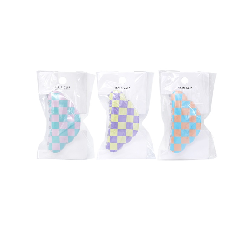 Checkered Pattern Claw Clip Cloud Colorful