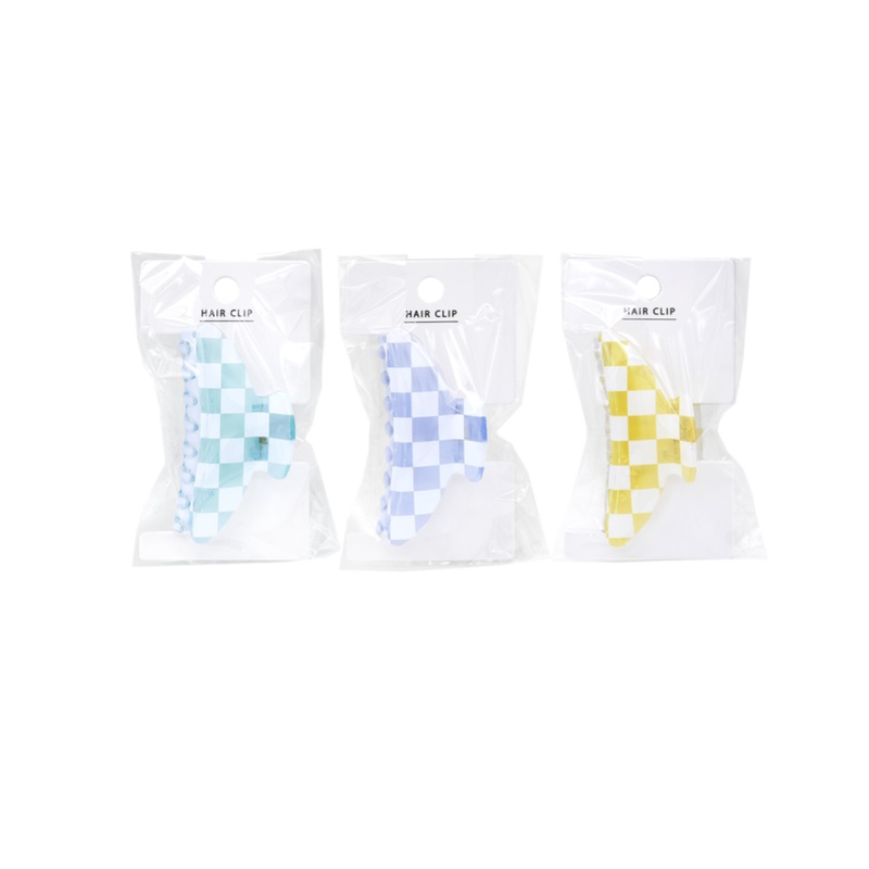 Checkered Pattern Claw Clip Curve Green/Purple/Yellow