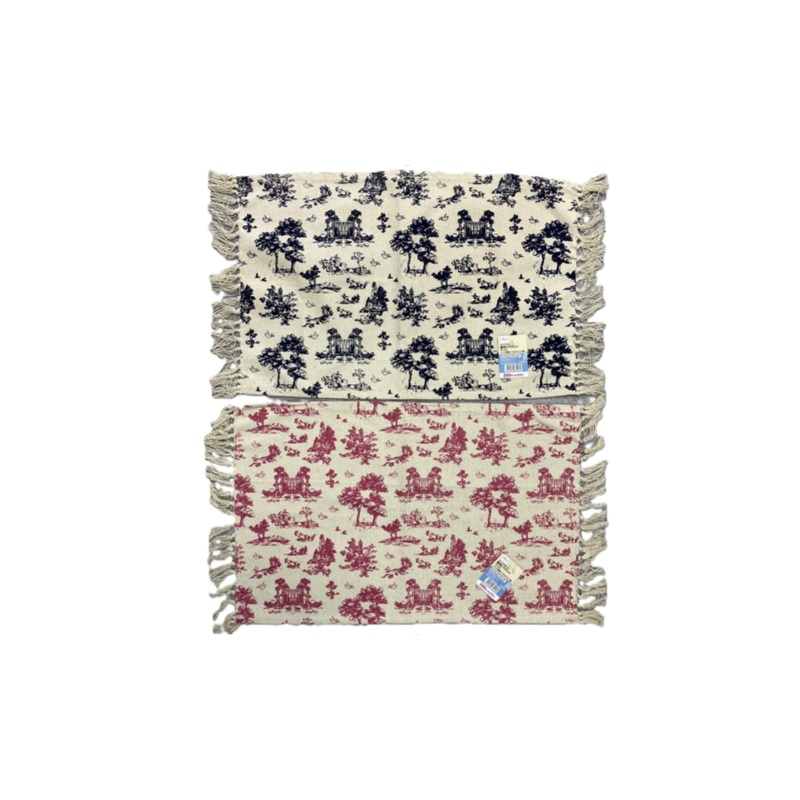 Mat - Indian Cotton Blend - Toilee de Jouy Design - Eco Friendly