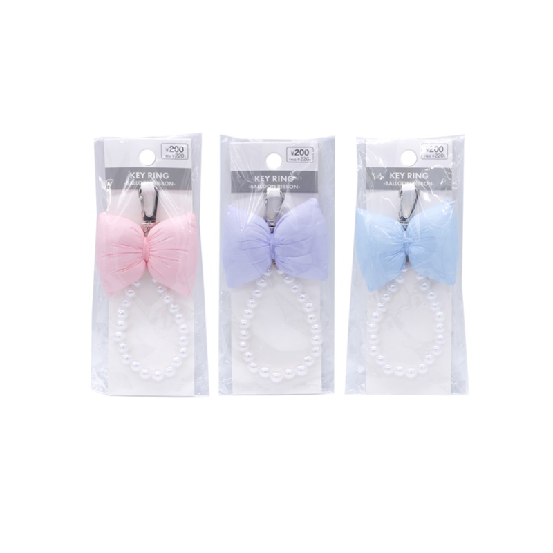 Balloon Ribbon Keychain Fake Pearl Blue/Purple/Pink
