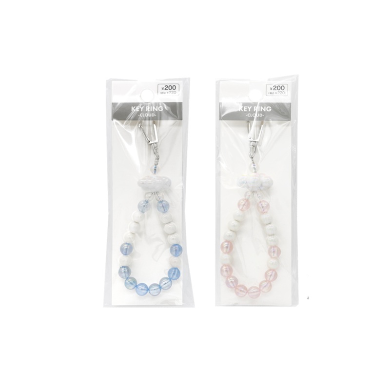Cloud Motif Beads Keychain Pink/Blue