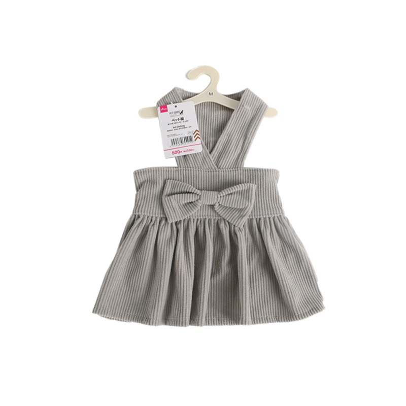 Pet Clothing Medium Dress with Ribbon Light Grey