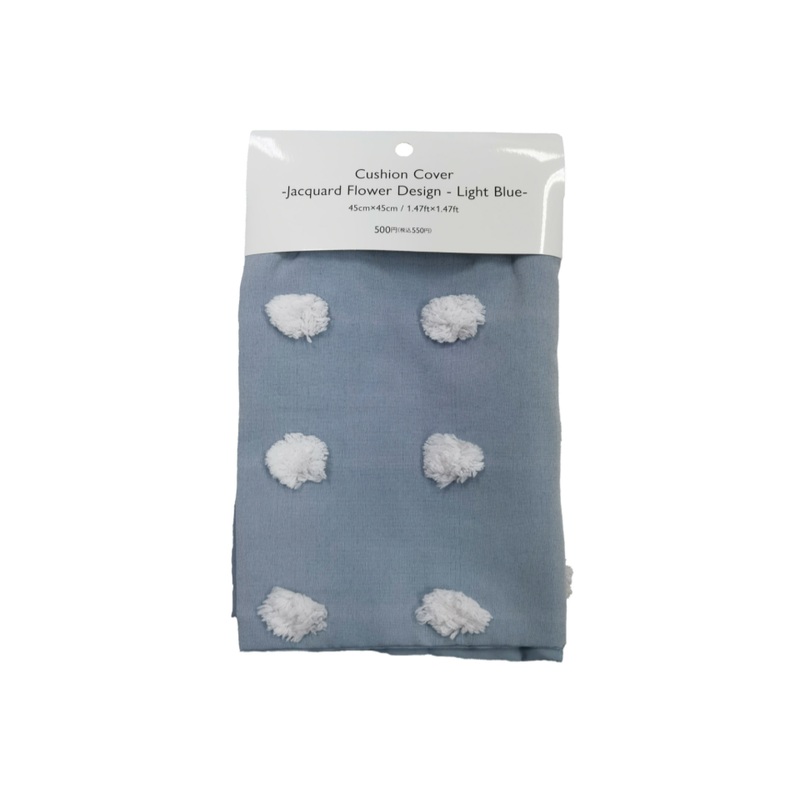 Cushion Cover Jacquard Flower Design Light Blue