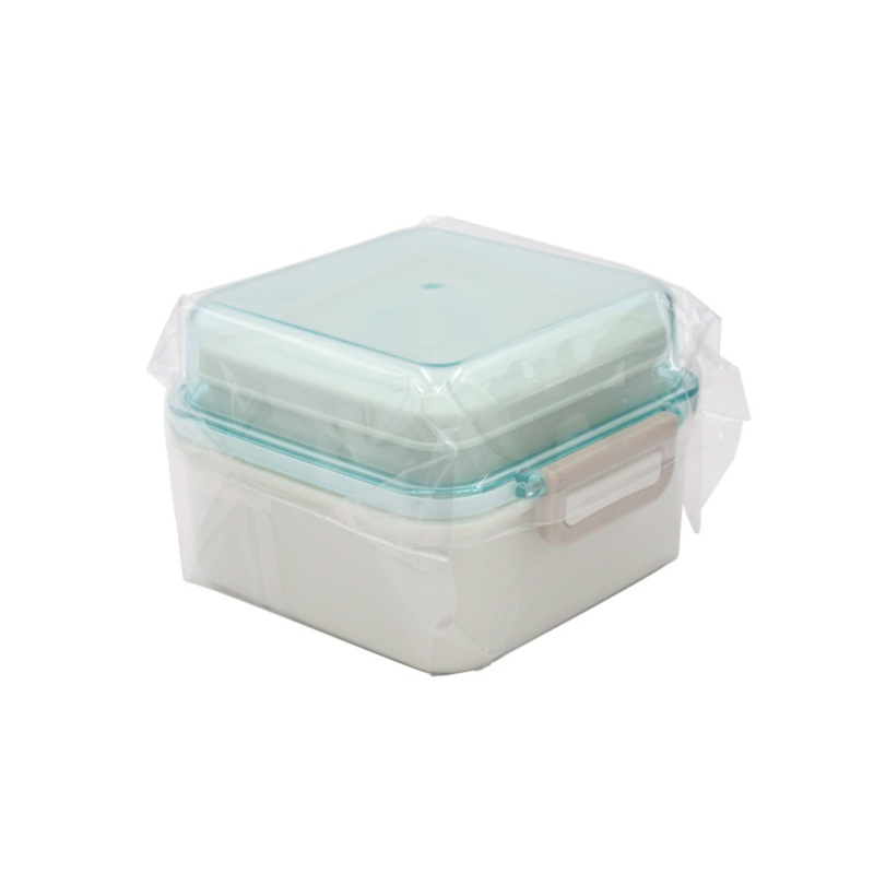 Double Lunch Box Two Lock Type Square Mint