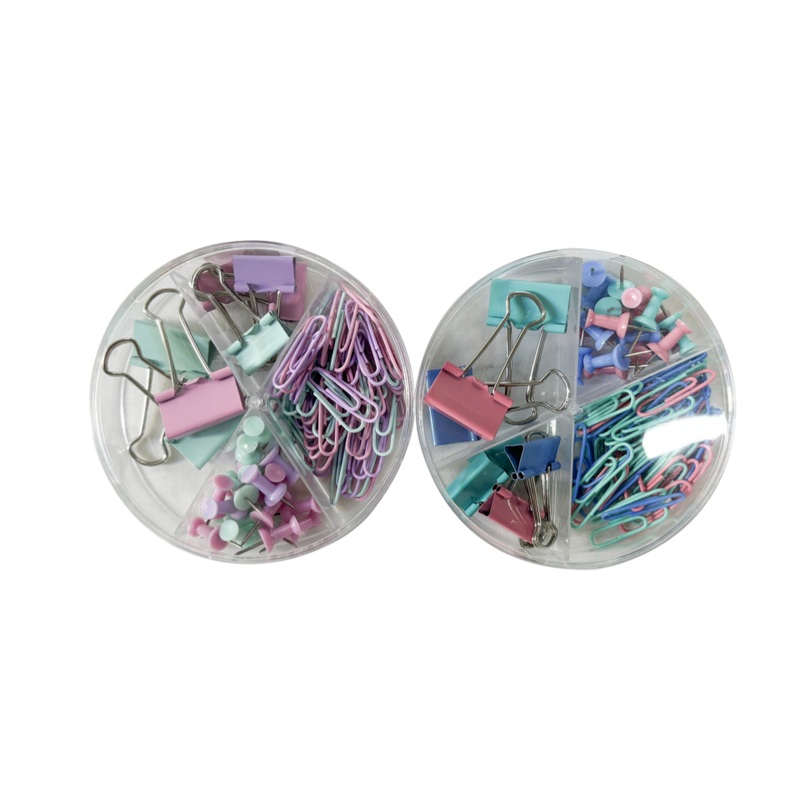 Clip Set  Comes in a Round Case Pastel Colors