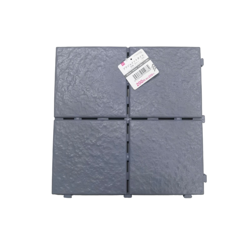Plastic Interlocking Tile Stone Pattern Grey