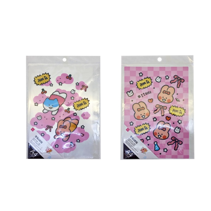 Three Pockets Holder Korean Style Character A4