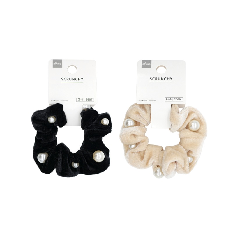 Velor Style Scrunchie Fake Pearl