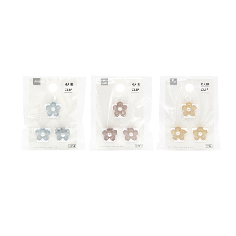Flower Mini Claw Clip Set Fake Pearl Blue/Brown/Beige