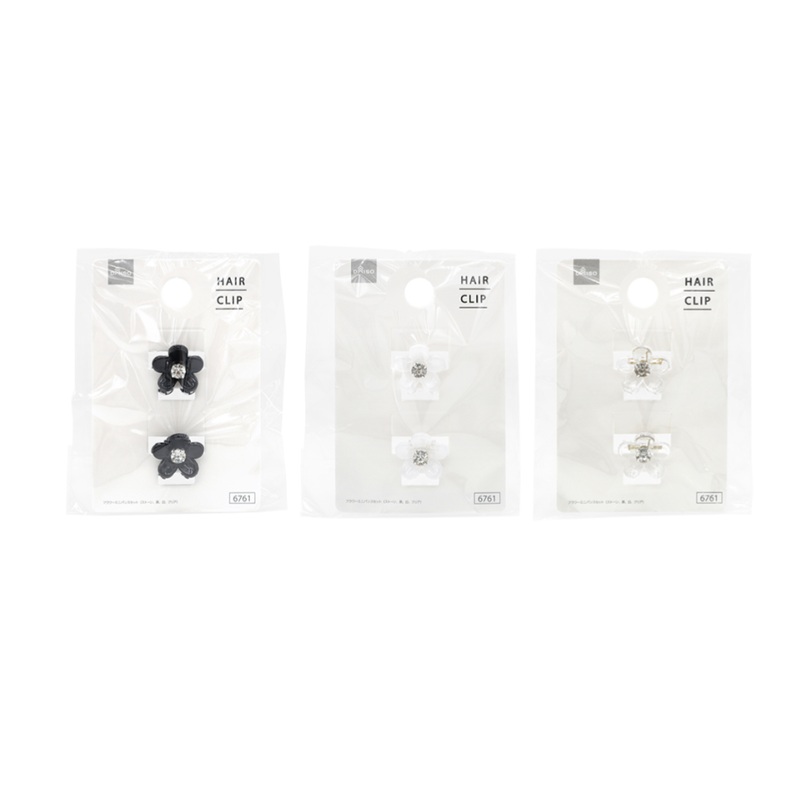 Flower Mini Hairpin Set Stone Black/White/Clear