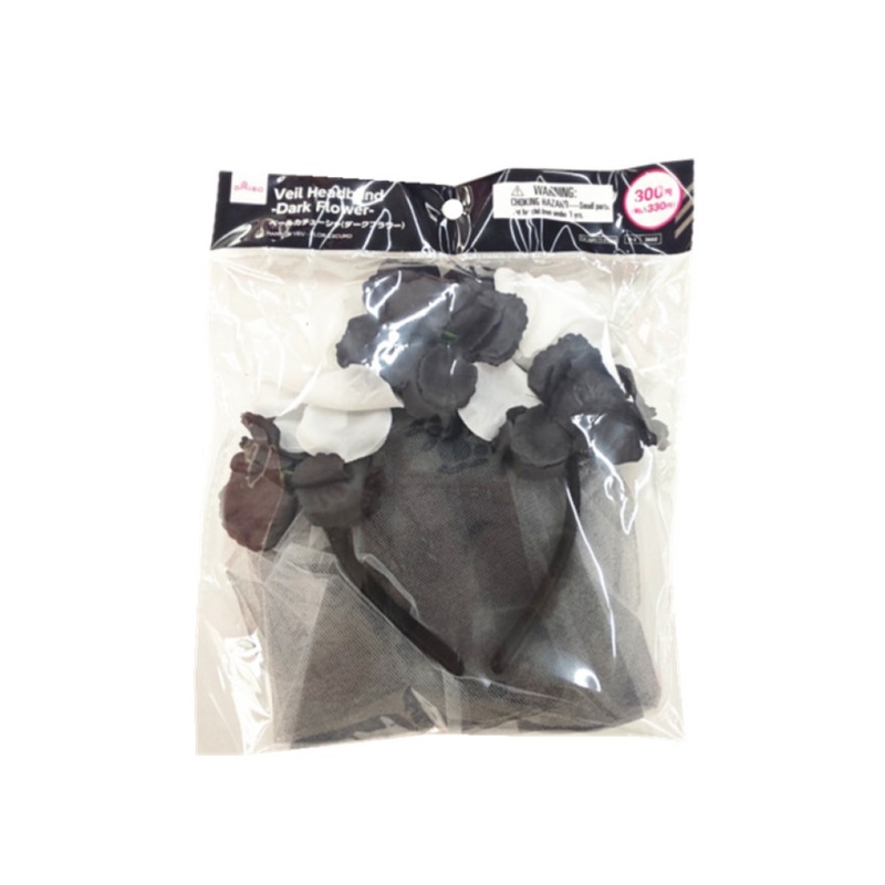 Halloween Veil Headband Dark Flower