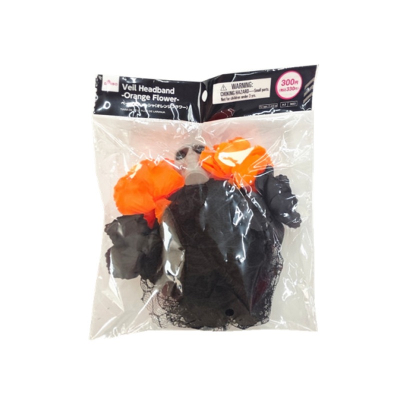 Halloween Veil Headband Orange Flower