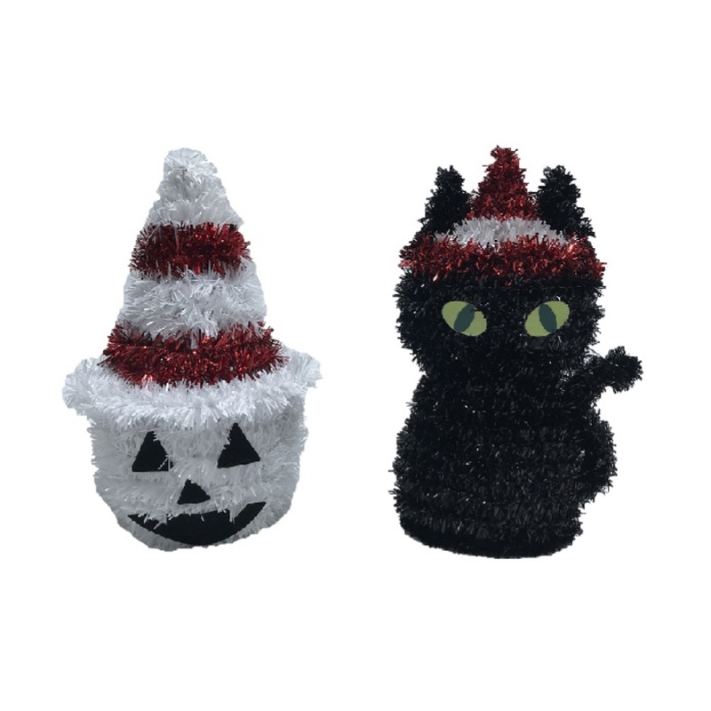 Halloween Sparkling Ornament Pumpkin/Cat