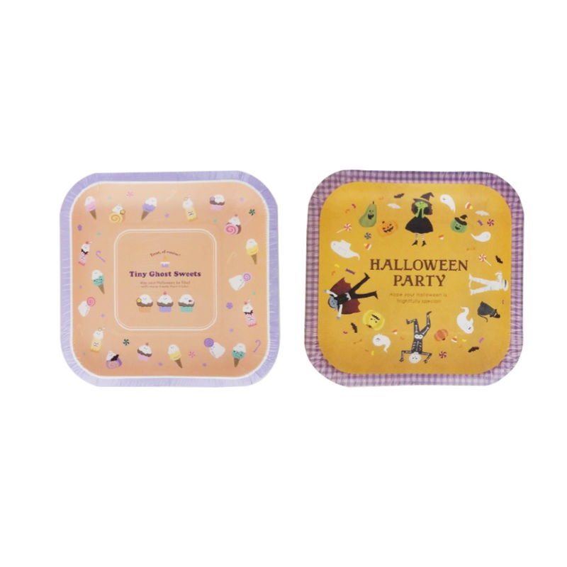 Halloween Paper Plates Square Assorted