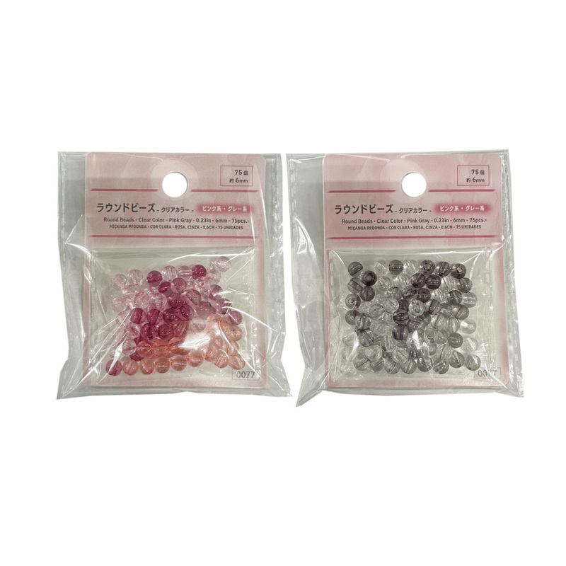 Round Beads Clear Color Pink/Grey 6mm
