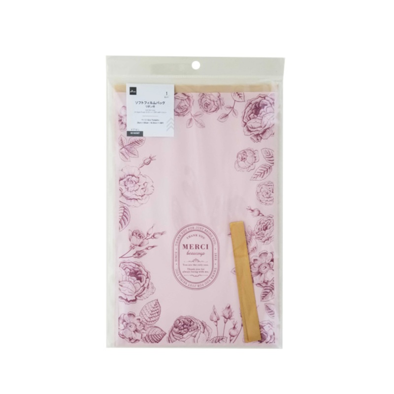 Soft Film Bag Antique Flower with Ribbon 8.26in x 1.08ft
