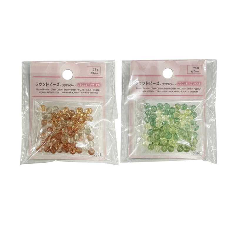 Round Beads Clear Color Brown/Green 6mm